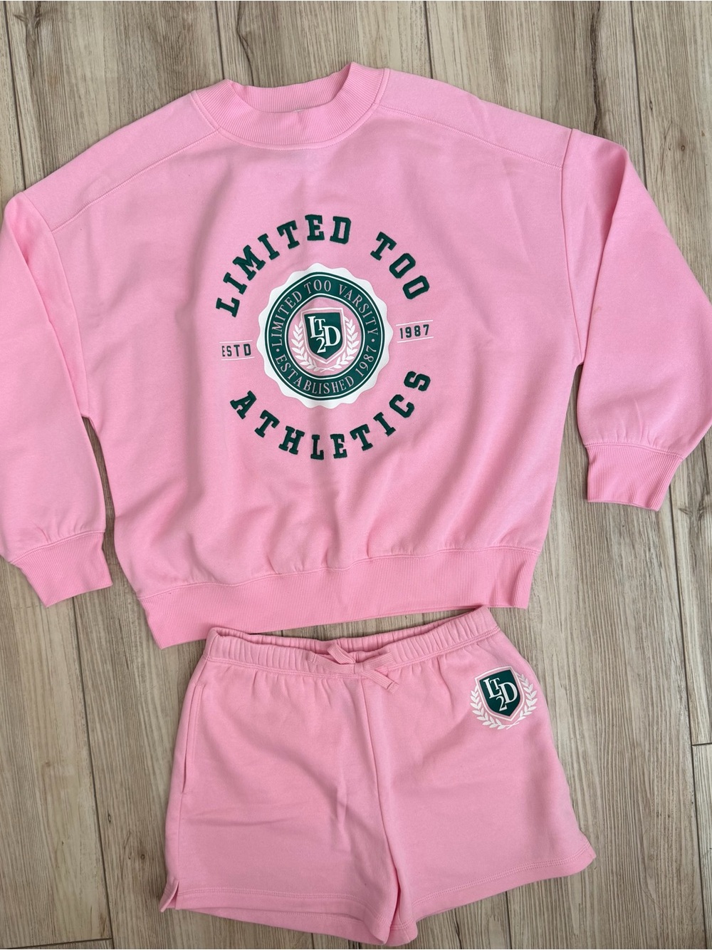 Limited Too Pink Athletic Sweatshirt & Shorts Set
